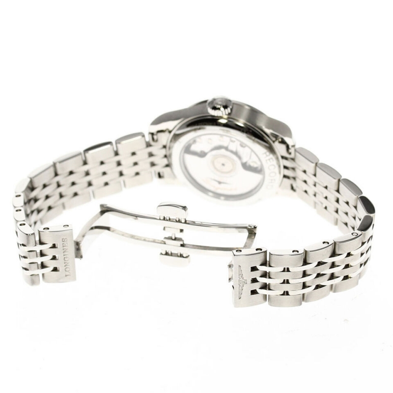 Bộ khóa với ba chốt gấp và cơ chế mở bằng nút bấm tiện lợi trên Longines L2.320.4.11.6